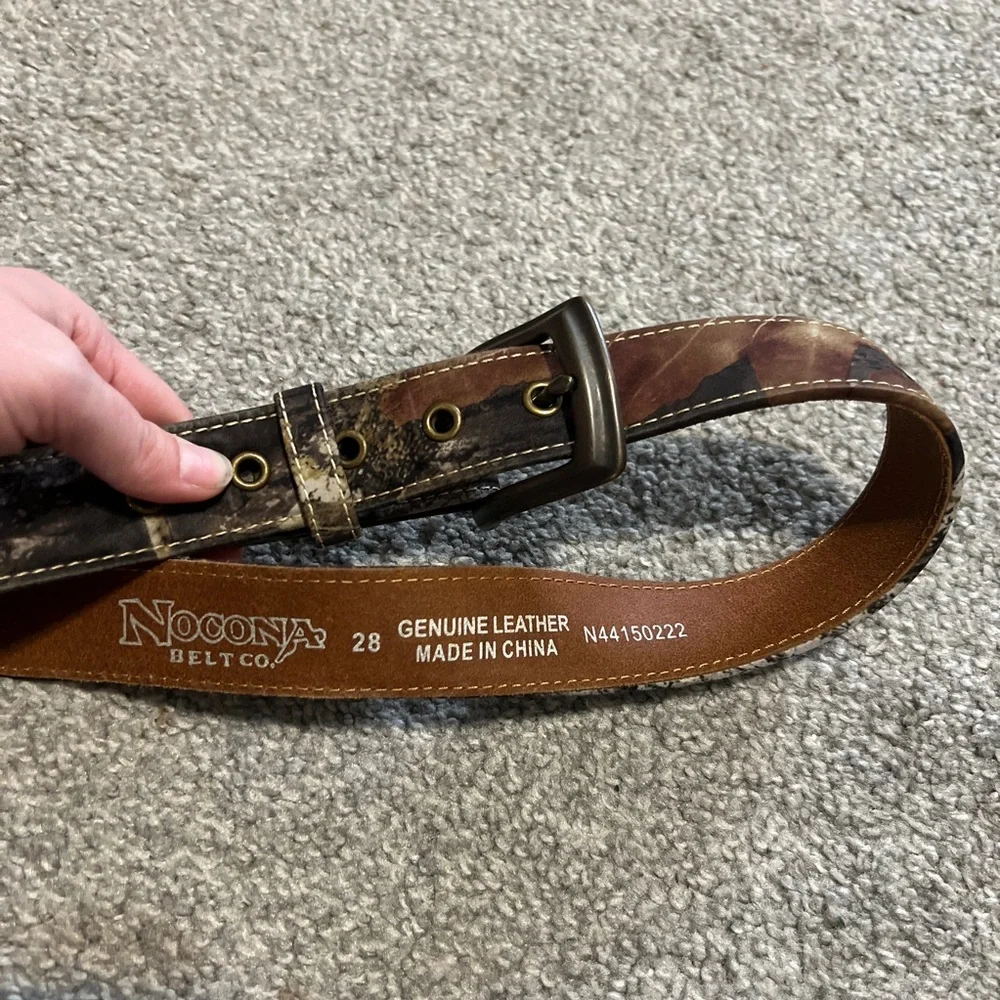 Nocona belt boys‎ 28 camo brown leather outdoor hunting casual workwear